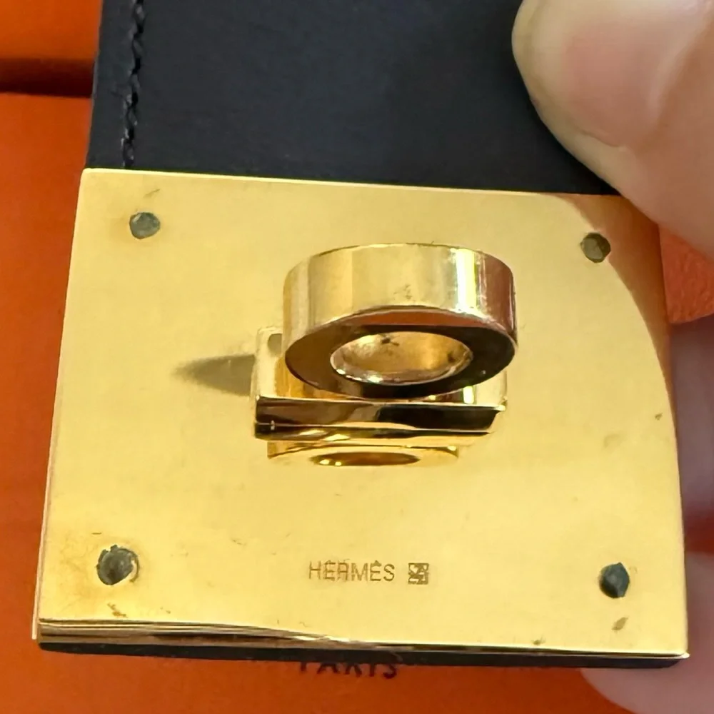 100% Authentic Hermes Kelly Dog Bracelet Black Gold Hardware Box & Dust Bag
